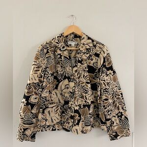 Coldwater Creek Black and Tan Floral Blazer